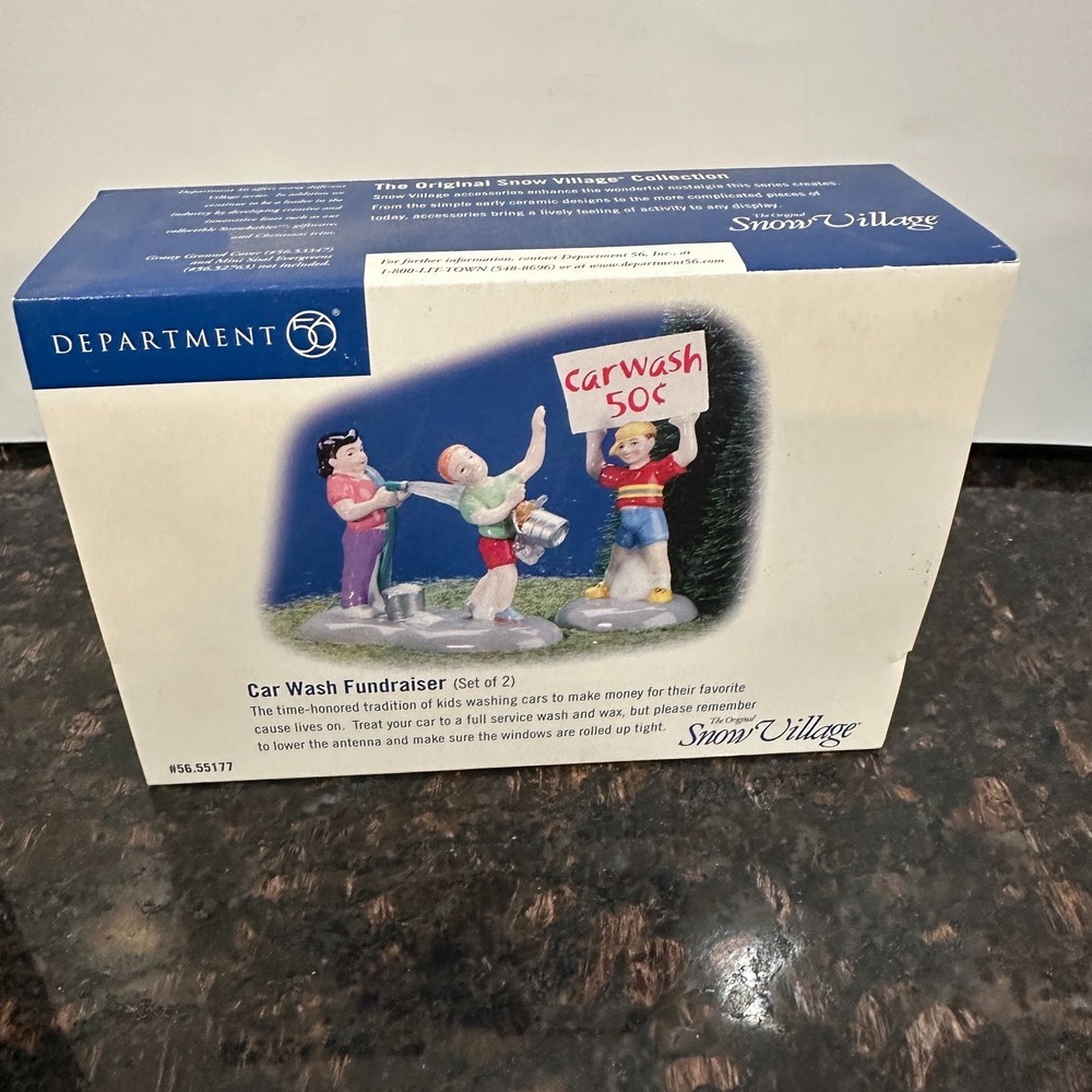 RETIRED Dept 56 Snow Village Car Wash Fundraiser 2 Set 56.55177 NIB Sealed VTG
